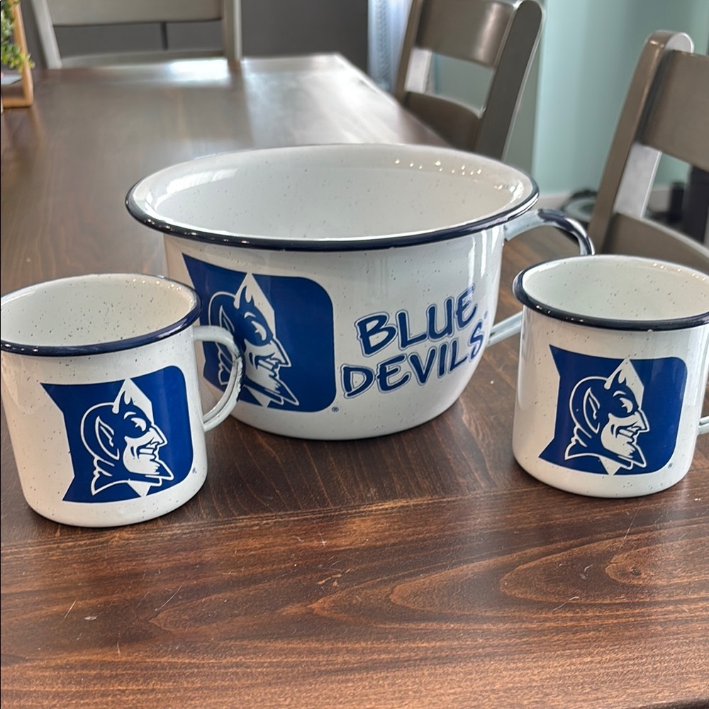 Blue Devils Enamel Bowl and Mug Set